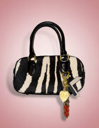 Zebra pattern bag with gold KLX Haus Lip gloss Lipstick Charm